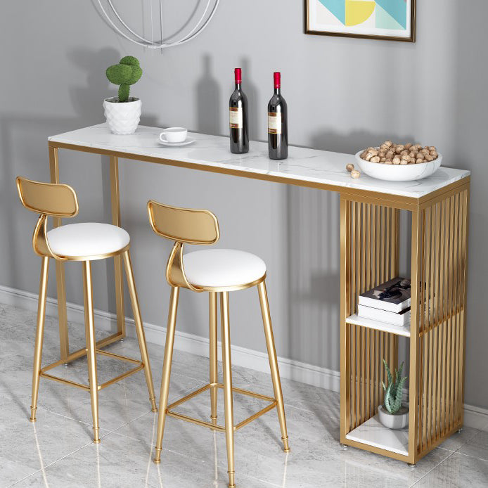 Stone Bar Dining Table Modern Rectangle Bar Table with Double Pedestal for Balcony Clearhalo 'Bar Furniture' 'Bar Tables' 'bar_tables' 'furn' 'furn_bar_tables' 'Furniture' 'furniture_bar_tables' 'Kitchen & Dining Furniture' 4952769