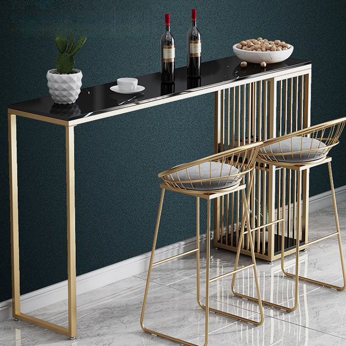 Stone Bar Dining Table Modern Rectangle Bar Table with Double Pedestal for Balcony Clearhalo 'Bar Furniture' 'Bar Tables' 'bar_tables' 'furn' 'furn_bar_tables' 'Furniture' 'furniture_bar_tables' 'Kitchen & Dining Furniture' 4952770