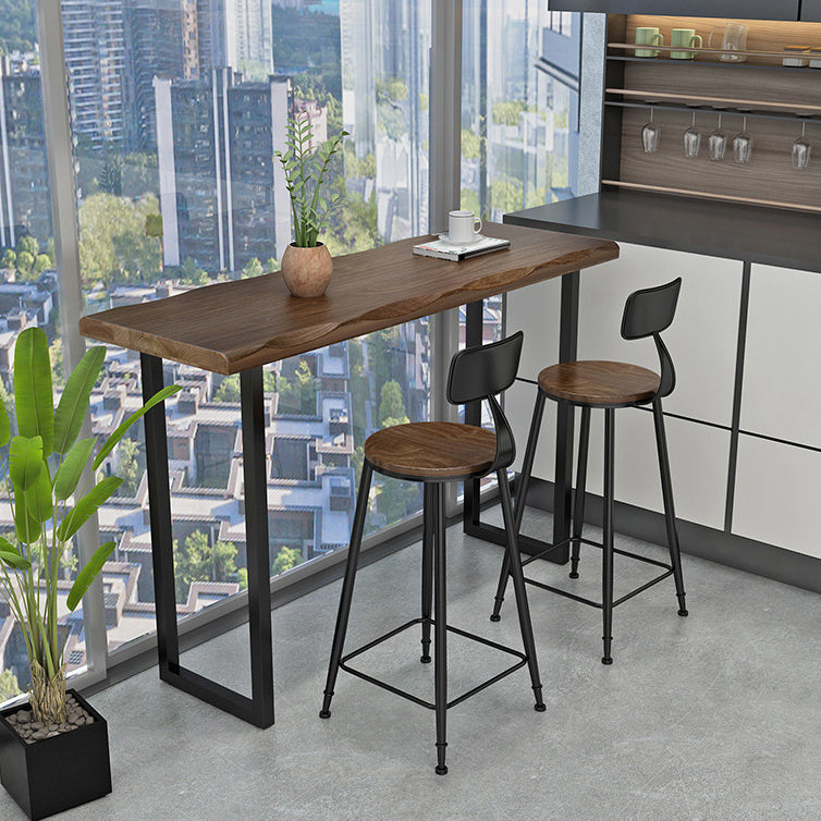Pine Wood Bar Dining Table Industrial Bar Table with Sled Base for Balcony 55.1"L x 15.7"W x 41.3"H Without Chairs Clearhalo 'Bar Furniture' 'Bar Tables' 'bar_tables' 'furn' 'furn_bar_tables' 'Furniture' 'furniture_bar_tables' 'Kitchen & Dining Furniture' 4952777