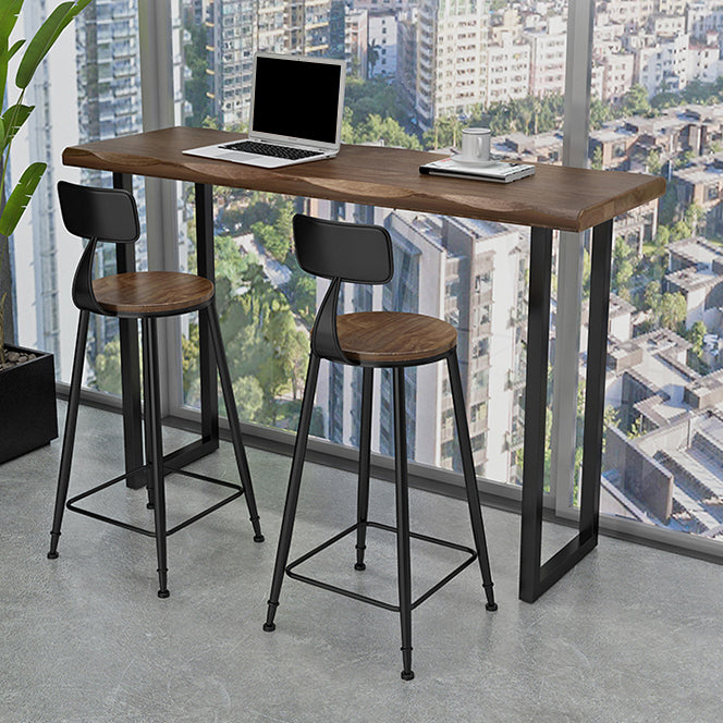 Pine Wood Bar Dining Table Industrial Bar Table with Sled Base for Balcony 47.2"L x 15.7"W x 41.3"H Without Chairs Clearhalo 'Bar Furniture' 'Bar Tables' 'bar_tables' 'furn' 'furn_bar_tables' 'Furniture' 'furniture_bar_tables' 'Kitchen & Dining Furniture' 4952778