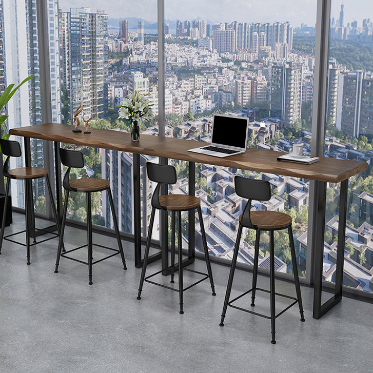 Pine Wood Bar Dining Table Industrial Bar Table with Sled Base for Balcony Clearhalo 'Bar Furniture' 'Bar Tables' 'bar_tables' 'furn' 'furn_bar_tables' 'Furniture' 'furniture_bar_tables' 'Kitchen & Dining Furniture' 4952785