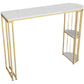 Glam Iron Bistro Table Stone Top Indoor Bar Dining Table with Shelf Gold-White Without Chairs Clearhalo 'Bar Furniture' 'Bar Tables' 'bar_tables' 'furn' 'furn_bar_tables' 'Furniture' 'furniture_bar_tables' 'Kitchen & Dining Furniture' 4952800