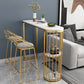 Glam Iron Bistro Table Stone Top Indoor Bar Dining Table with Shelf Clearhalo 'Bar Furniture' 'Bar Tables' 'bar_tables' 'furn' 'furn_bar_tables' 'Furniture' 'furniture_bar_tables' 'Kitchen & Dining Furniture' 4952804