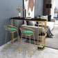 Glam Iron Bistro Table Stone Top Indoor Bar Dining Table with Shelf Clearhalo 'Bar Furniture' 'Bar Tables' 'bar_tables' 'furn' 'furn_bar_tables' 'Furniture' 'furniture_bar_tables' 'Kitchen & Dining Furniture' 4952805