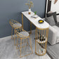 Glam Iron Bistro Table Stone Top Indoor Bar Dining Table with Shelf Clearhalo 'Bar Furniture' 'Bar Tables' 'bar_tables' 'furn' 'furn_bar_tables' 'Furniture' 'furniture_bar_tables' 'Kitchen & Dining Furniture' 4952806