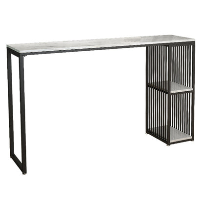 Stone Bar Dining Table Modern Bar Table with Double Pedestal for Living Room Dining Room Without Chairs Clearhalo 'Bar Furniture' 'Bar Tables' 'bar_tables' 'furn' 'furn_bar_tables' 'Furniture' 'furniture_bar_tables' 'Kitchen & Dining Furniture' 4952819