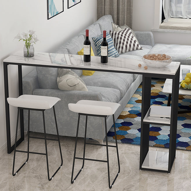 Stone Bar Dining Table Modern Bar Table with Double Pedestal for Living Room Dining Room Clearhalo 'Bar Furniture' 'Bar Tables' 'bar_tables' 'furn' 'furn_bar_tables' 'Furniture' 'furniture_bar_tables' 'Kitchen & Dining Furniture' 4952826