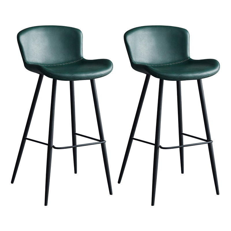 Scandinavian Home Leather Stool Footrest Matte Finish Barstool Green 2 Piece Set Clearhalo 'Bar Furniture' 'Bar Stools' 'bar_stools' 'furn' 'furn_bar_stools' 'Furniture' 'furniture_bar_stools' 'Kitchen & Dining Furniture' 4952861