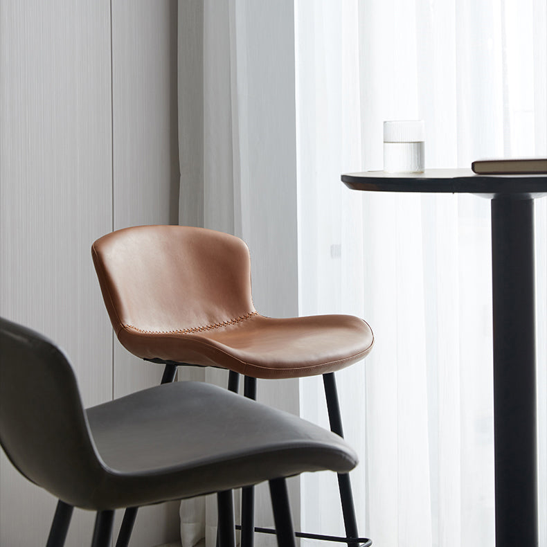 Scandinavian Home Leather Stool Footrest Matte Finish Barstool Clearhalo 'Bar Furniture' 'Bar Stools' 'bar_stools' 'furn' 'furn_bar_stools' 'Furniture' 'furniture_bar_stools' 'Kitchen & Dining Furniture' 4952862
