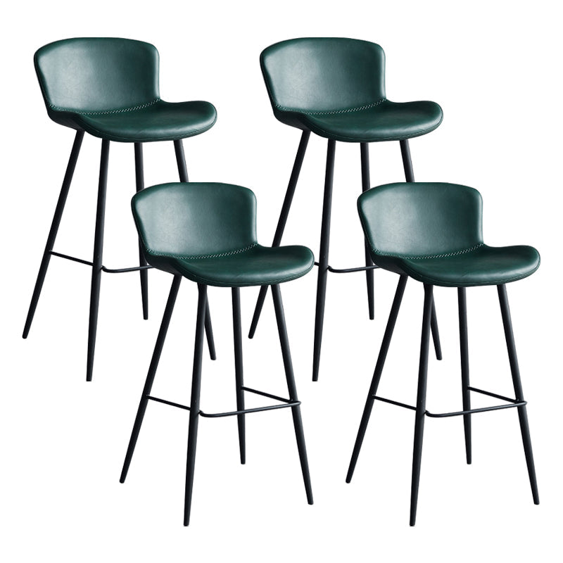 Scandinavian Home Leather Stool Footrest Matte Finish Barstool Green 4 Piece Set Clearhalo 'Bar Furniture' 'Bar Stools' 'bar_stools' 'furn' 'furn_bar_stools' 'Furniture' 'furniture_bar_stools' 'Kitchen & Dining Furniture' 4952863