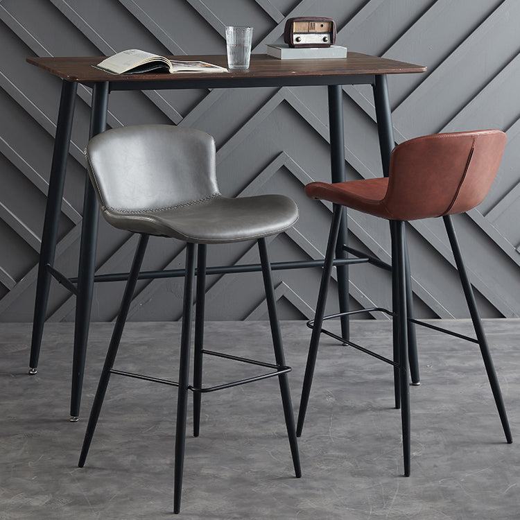 Scandinavian Home Leather Stool Footrest Matte Finish Barstool Clearhalo 'Bar Furniture' 'Bar Stools' 'bar_stools' 'furn' 'furn_bar_stools' 'Furniture' 'furniture_bar_stools' 'Kitchen & Dining Furniture' 4952864