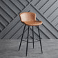 Scandinavian Home Leather Stool Footrest Matte Finish Barstool Brown 1 Piece Clearhalo 'Bar Furniture' 'Bar Stools' 'bar_stools' 'furn' 'furn_bar_stools' 'Furniture' 'furniture_bar_stools' 'Kitchen & Dining Furniture' 4952866