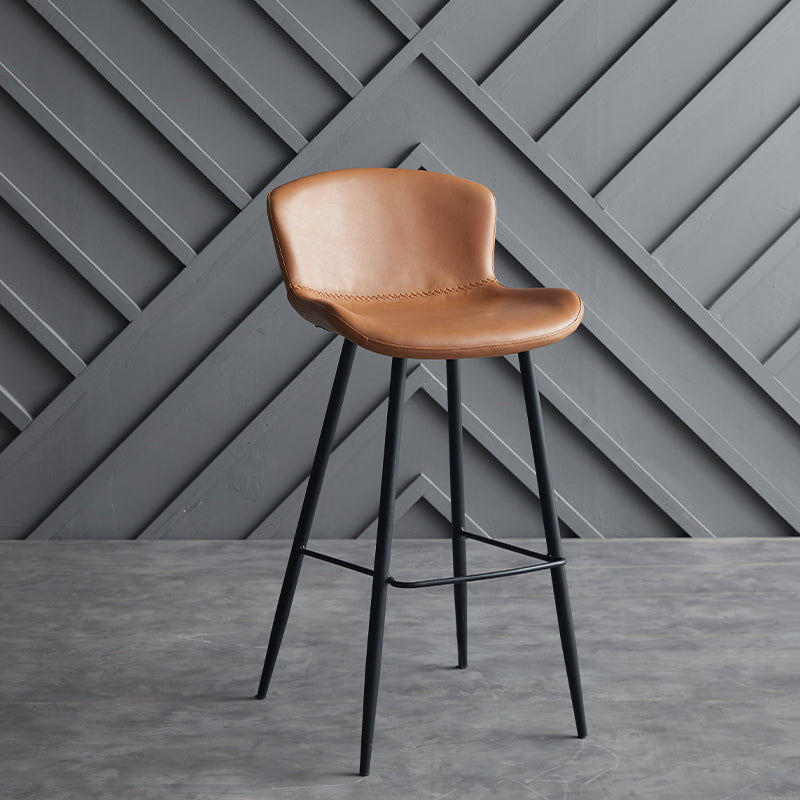 Scandinavian Home Leather Stool Footrest Matte Finish Barstool Brown 1 Piece Clearhalo 'Bar Furniture' 'Bar Stools' 'bar_stools' 'furn' 'furn_bar_stools' 'Furniture' 'furniture_bar_stools' 'Kitchen & Dining Furniture' 4952866