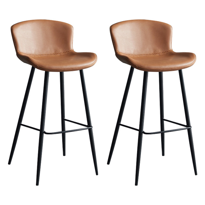 Scandinavian Home Leather Stool Footrest Matte Finish Barstool Brown 2 Piece Set Clearhalo 'Bar Furniture' 'Bar Stools' 'bar_stools' 'furn' 'furn_bar_stools' 'Furniture' 'furniture_bar_stools' 'Kitchen & Dining Furniture' 4952867