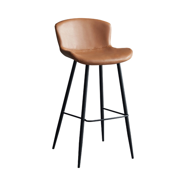 Scandinavian Home Leather Stool Footrest Matte Finish Barstool Clearhalo 'Bar Furniture' 'Bar Stools' 'bar_stools' 'furn' 'furn_bar_stools' 'Furniture' 'furniture_bar_stools' 'Kitchen & Dining Furniture' 4952868