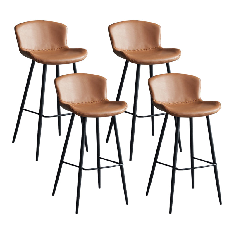 Scandinavian Home Leather Stool Footrest Matte Finish Barstool Brown 4 Piece Set Clearhalo 'Bar Furniture' 'Bar Stools' 'bar_stools' 'furn' 'furn_bar_stools' 'Furniture' 'furniture_bar_stools' 'Kitchen & Dining Furniture' 4952869