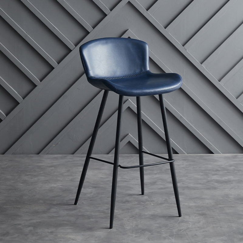 Scandinavian Home Leather Stool Footrest Matte Finish Barstool Blue 1 Piece Clearhalo 'Bar Furniture' 'Bar Stools' 'bar_stools' 'furn' 'furn_bar_stools' 'Furniture' 'furniture_bar_stools' 'Kitchen & Dining Furniture' 4952871