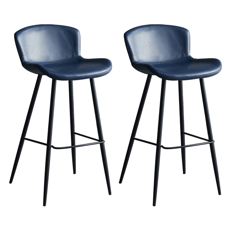 Scandinavian Home Leather Stool Footrest Matte Finish Barstool Blue 2 Piece Set Clearhalo 'Bar Furniture' 'Bar Stools' 'bar_stools' 'furn' 'furn_bar_stools' 'Furniture' 'furniture_bar_stools' 'Kitchen & Dining Furniture' 4952873
