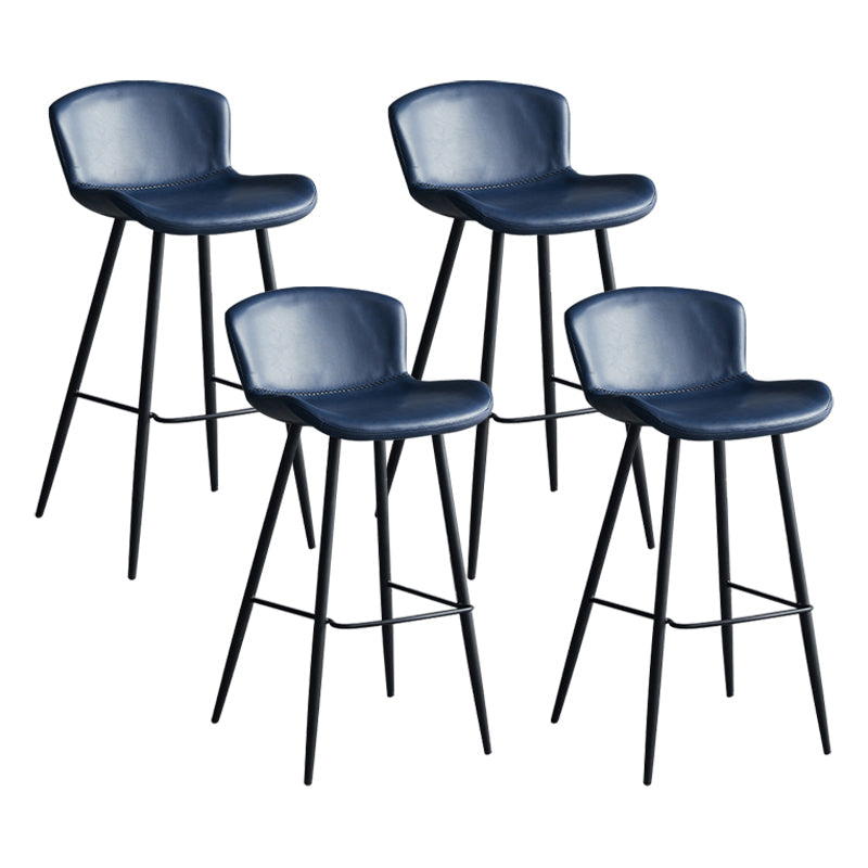 Scandinavian Home Leather Stool Footrest Matte Finish Barstool Blue 4 Piece Set Clearhalo 'Bar Furniture' 'Bar Stools' 'bar_stools' 'furn' 'furn_bar_stools' 'Furniture' 'furniture_bar_stools' 'Kitchen & Dining Furniture' 4952875