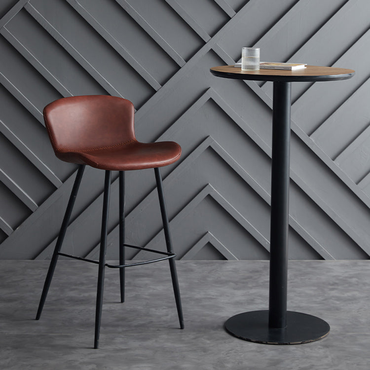 Scandinavian Home Leather Stool Footrest Matte Finish Barstool Clearhalo 'Bar Furniture' 'Bar Stools' 'bar_stools' 'furn' 'furn_bar_stools' 'Furniture' 'furniture_bar_stools' 'Kitchen & Dining Furniture' 4952876