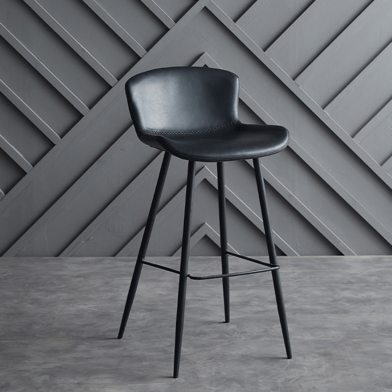 Scandinavian Home Leather Stool Footrest Matte Finish Barstool Black 1 Piece Clearhalo 'Bar Furniture' 'Bar Stools' 'bar_stools' 'furn' 'furn_bar_stools' 'Furniture' 'furniture_bar_stools' 'Kitchen & Dining Furniture' 4952877