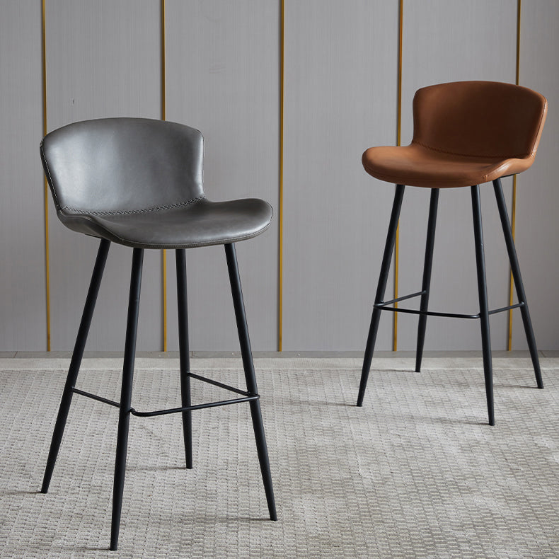 Scandinavian Home Leather Stool Footrest Matte Finish Barstool Clearhalo 'Bar Furniture' 'Bar Stools' 'bar_stools' 'furn' 'furn_bar_stools' 'Furniture' 'furniture_bar_stools' 'Kitchen & Dining Furniture' 4952878