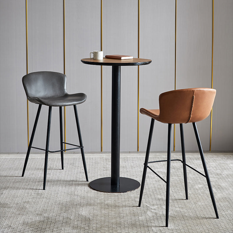 Scandinavian Home Leather Stool Footrest Matte Finish Barstool Clearhalo 'Bar Furniture' 'Bar Stools' 'bar_stools' 'furn' 'furn_bar_stools' 'Furniture' 'furniture_bar_stools' 'Kitchen & Dining Furniture' 4952879