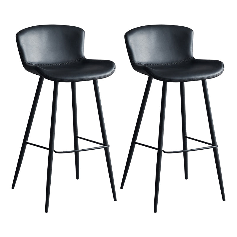 Scandinavian Home Leather Stool Footrest Matte Finish Barstool Black 2 Piece Set Clearhalo 'Bar Furniture' 'Bar Stools' 'bar_stools' 'furn' 'furn_bar_stools' 'Furniture' 'furniture_bar_stools' 'Kitchen & Dining Furniture' 4952880