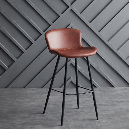 Scandinavian Home Leather Stool Footrest Matte Finish Barstool Red 1 Piece Clearhalo 'Bar Furniture' 'Bar Stools' 'bar_stools' 'furn' 'furn_bar_stools' 'Furniture' 'furniture_bar_stools' 'Kitchen & Dining Furniture' 4952883
