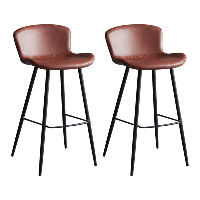 Scandinavian Home Leather Stool Footrest Matte Finish Barstool Red 2 Piece Set Clearhalo 'Bar Furniture' 'Bar Stools' 'bar_stools' 'furn' 'furn_bar_stools' 'Furniture' 'furniture_bar_stools' 'Kitchen & Dining Furniture' 4952884
