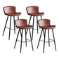 Scandinavian Home Leather Stool Footrest Matte Finish Barstool Red 4 Piece Set Clearhalo 'Bar Furniture' 'Bar Stools' 'bar_stools' 'furn' 'furn_bar_stools' 'Furniture' 'furniture_bar_stools' 'Kitchen & Dining Furniture' 4952885