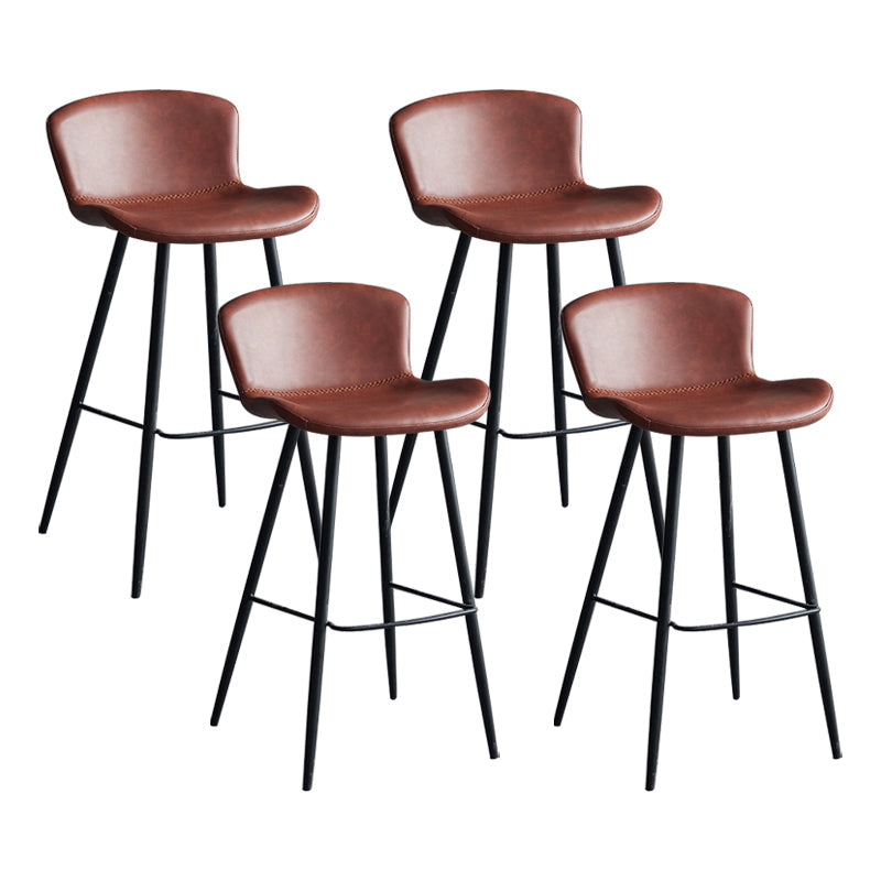 Scandinavian Home Leather Stool Footrest Matte Finish Barstool Red 4 Piece Set Clearhalo 'Bar Furniture' 'Bar Stools' 'bar_stools' 'furn' 'furn_bar_stools' 'Furniture' 'furniture_bar_stools' 'Kitchen & Dining Furniture' 4952885
