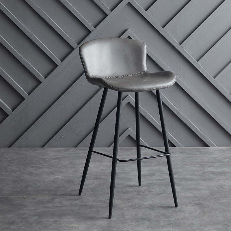 Scandinavian Home Leather Stool Footrest Matte Finish Barstool Grey 1 Piece Clearhalo 'Bar Furniture' 'Bar Stools' 'bar_stools' 'furn' 'furn_bar_stools' 'Furniture' 'furniture_bar_stools' 'Kitchen & Dining Furniture' 4952886