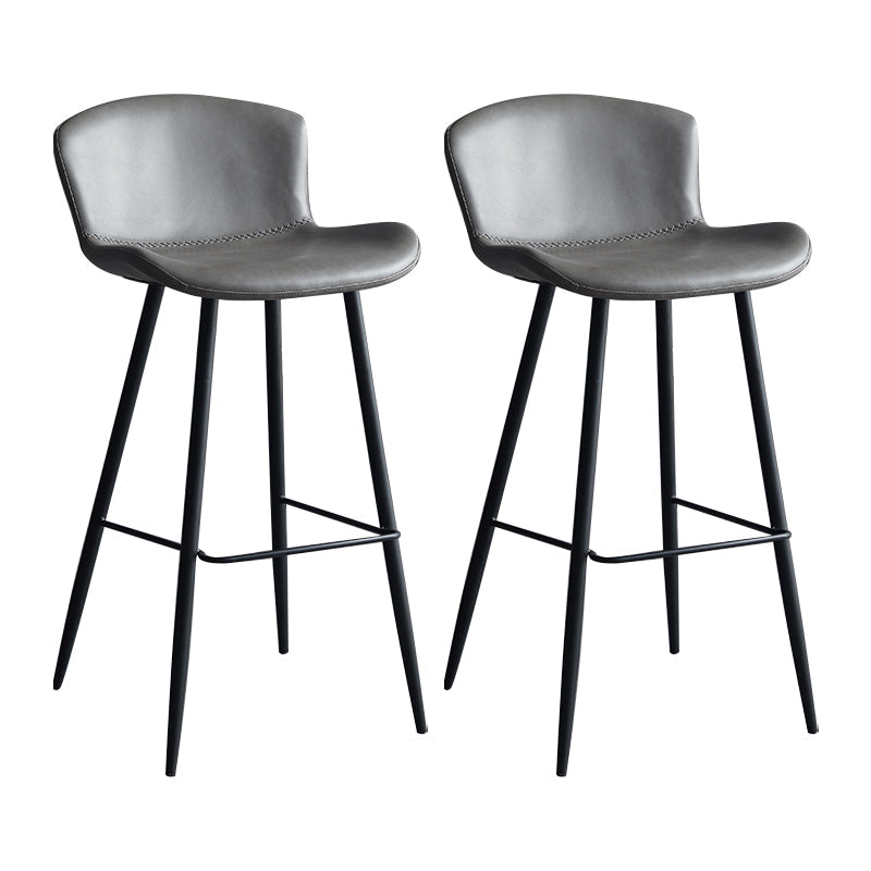 Scandinavian Home Leather Stool Footrest Matte Finish Barstool Grey 2 Piece Set Clearhalo 'Bar Furniture' 'Bar Stools' 'bar_stools' 'furn' 'furn_bar_stools' 'Furniture' 'furniture_bar_stools' 'Kitchen & Dining Furniture' 4952887