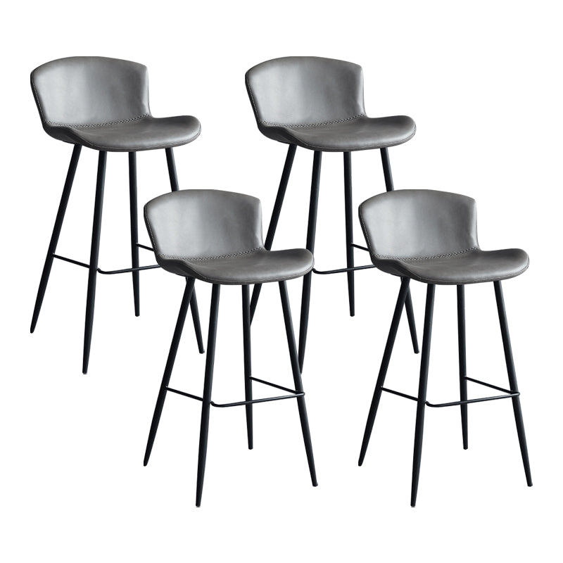 Scandinavian Home Leather Stool Footrest Matte Finish Barstool Grey 4 Piece Set Clearhalo 'Bar Furniture' 'Bar Stools' 'bar_stools' 'furn' 'furn_bar_stools' 'Furniture' 'furniture_bar_stools' 'Kitchen & Dining Furniture' 4952888