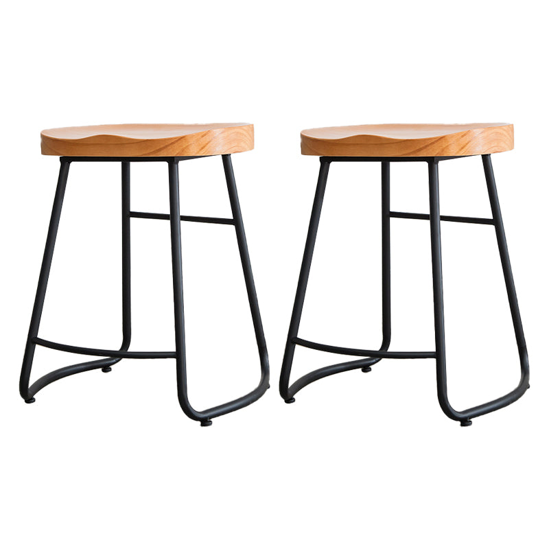 Contemporary Backless Solid Wood Bar Stool Matte Finish Indoor Stool Natural 2 Piece Set Clearhalo 'Bar Furniture' 'Bar Stools' 'bar_stools' 'furn' 'furn_bar_stools' 'Furniture' 'furniture_bar_stools' 'Kitchen & Dining Furniture' 4952992