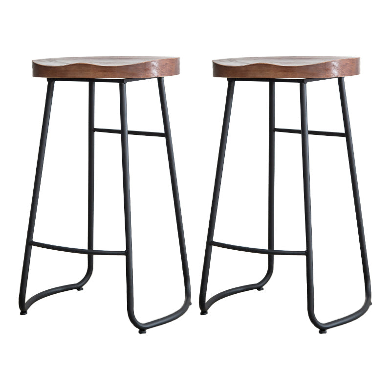 Contemporary Backless Solid Wood Bar Stool Matte Finish Indoor Stool Walnut 2 Piece Set Clearhalo 'Bar Furniture' 'Bar Stools' 'bar_stools' 'furn' 'furn_bar_stools' 'Furniture' 'furniture_bar_stools' 'Kitchen & Dining Furniture' 4952994
