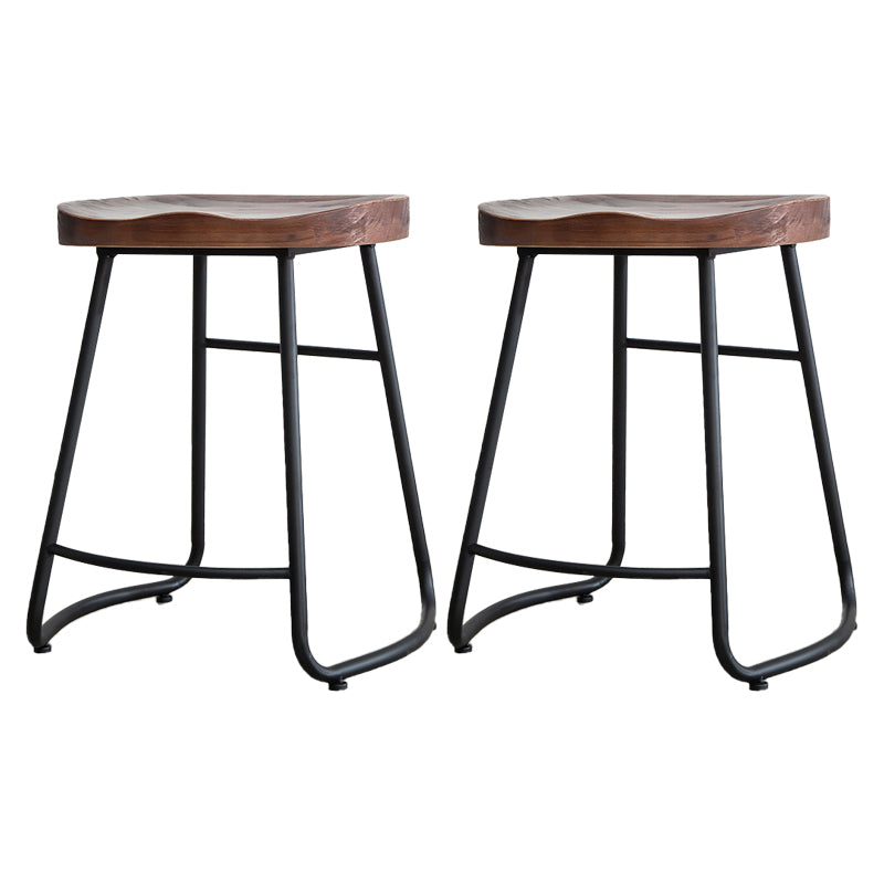Contemporary Backless Solid Wood Bar Stool Matte Finish Indoor Stool Walnut 2 Piece Set Clearhalo 'Bar Furniture' 'Bar Stools' 'bar_stools' 'furn' 'furn_bar_stools' 'Furniture' 'furniture_bar_stools' 'Kitchen & Dining Furniture' 4952996