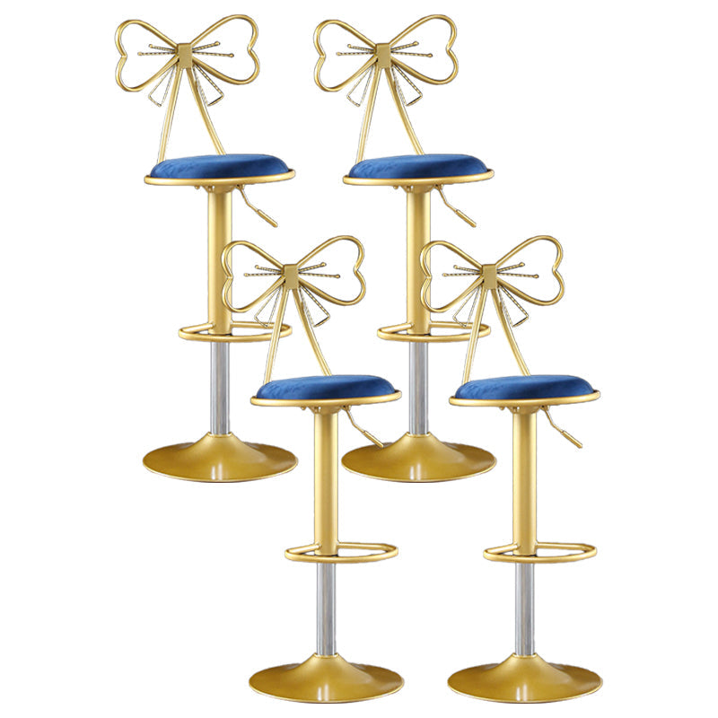 Glam Matte Finish Velvet Counter Stool Adjustable Height Footrest Barstool Blue 4 Piece Set Clearhalo 'Bar Furniture' 'Bar Stools' 'bar_stools' 'furn' 'furn_bar_stools' 'Furniture' 'furniture_bar_stools' 'Kitchen & Dining Furniture' 4953020