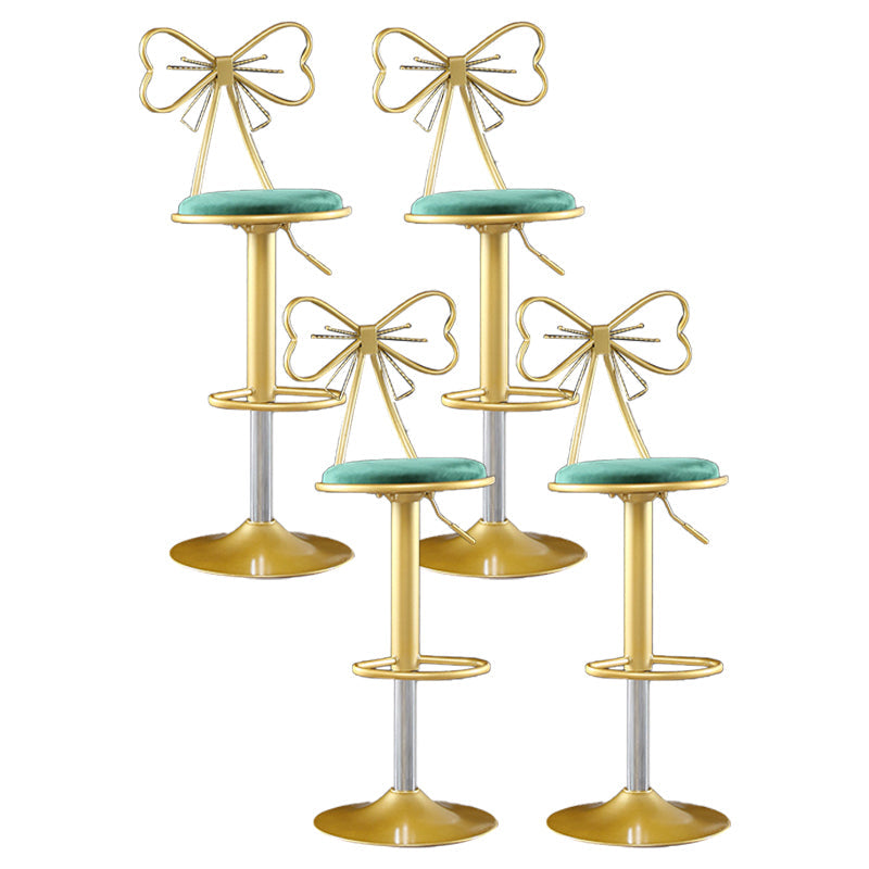 Glam Matte Finish Velvet Counter Stool Adjustable Height Footrest Barstool Green 4 Piece Set Clearhalo 'Bar Furniture' 'Bar Stools' 'bar_stools' 'furn' 'furn_bar_stools' 'Furniture' 'furniture_bar_stools' 'Kitchen & Dining Furniture' 4953025