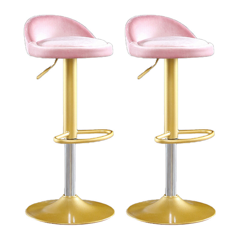Glam Matte Finish Velvet Counter Stool Adjustable Height Footrest Barstool Pinkish Red 2 Piece Set Clearhalo 'Bar Furniture' 'Bar Stools' 'bar_stools' 'furn' 'furn_bar_stools' 'Furniture' 'furniture_bar_stools' 'Kitchen & Dining Furniture' 4953028