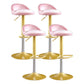 Glam Matte Finish Velvet Counter Stool Adjustable Height Footrest Barstool Pinkish Red 4 Piece Set Clearhalo 'Bar Furniture' 'Bar Stools' 'bar_stools' 'furn' 'furn_bar_stools' 'Furniture' 'furniture_bar_stools' 'Kitchen & Dining Furniture' 4953029