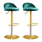 Glam Matte Finish Velvet Counter Stool Adjustable Height Footrest Barstool Peacock Green 2 Piece Set Clearhalo 'Bar Furniture' 'Bar Stools' 'bar_stools' 'furn' 'furn_bar_stools' 'Furniture' 'furniture_bar_stools' 'Kitchen & Dining Furniture' 4953032