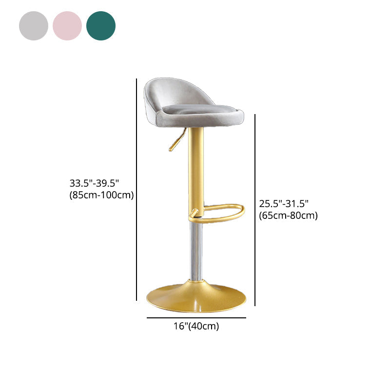 Glam Matte Finish Velvet Counter Stool Adjustable Height Footrest Barstool Clearhalo 'Bar Furniture' 'Bar Stools' 'bar_stools' 'furn' 'furn_bar_stools' 'Furniture' 'furniture_bar_stools' 'Kitchen & Dining Furniture' 4953047
