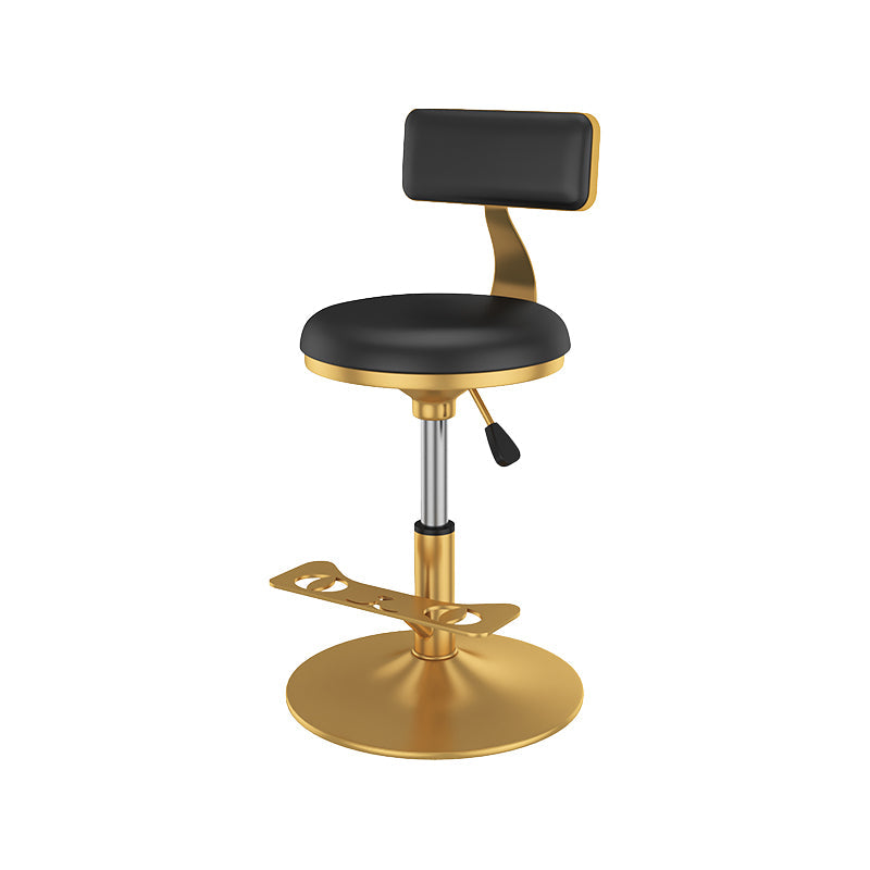 Glam Jewelry Shop Adjustable Height Stool Matte Finish Leather Barstool Black 1 Piece Short Stool(22"H) Clearhalo 'Bar Furniture' 'Bar Stools' 'bar_stools' 'furn' 'furn_bar_stools' 'Furniture' 'furniture_bar_stools' 'Kitchen & Dining Furniture' 4953107