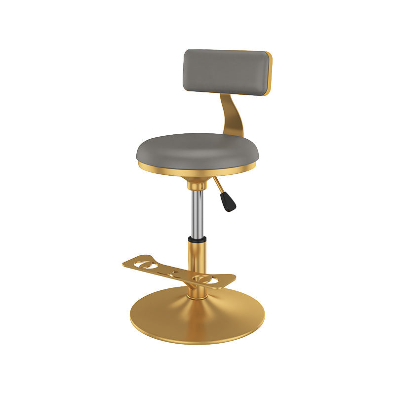Glam Jewelry Shop Adjustable Height Stool Matte Finish Leather Barstool Grey 1 Piece Short Stool(22"H) Clearhalo 'Bar Furniture' 'Bar Stools' 'bar_stools' 'furn' 'furn_bar_stools' 'Furniture' 'furniture_bar_stools' 'Kitchen & Dining Furniture' 4953110