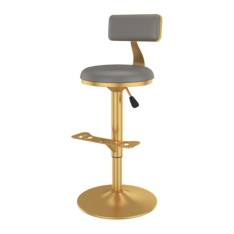 Glam Jewelry Shop Adjustable Height Stool Matte Finish Leather Barstool Grey 1 Piece Bar Stool(31"H) Clearhalo 'Bar Furniture' 'Bar Stools' 'bar_stools' 'furn' 'furn_bar_stools' 'Furniture' 'furniture_bar_stools' 'Kitchen & Dining Furniture' 4953113