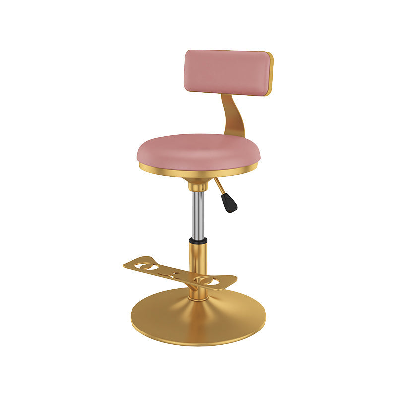 Glam Jewelry Shop Adjustable Height Stool Matte Finish Leather Barstool Pink 1 Piece Short Stool(22"H) Clearhalo 'Bar Furniture' 'Bar Stools' 'bar_stools' 'furn' 'furn_bar_stools' 'Furniture' 'furniture_bar_stools' 'Kitchen & Dining Furniture' 4953115