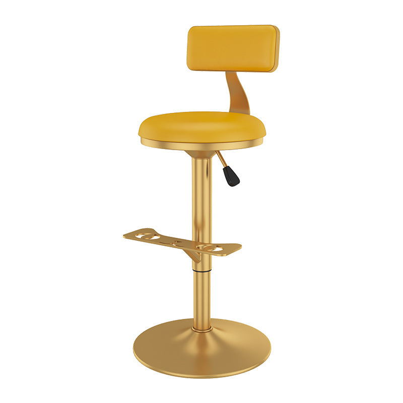 Glam Jewelry Shop Adjustable Height Stool Matte Finish Leather Barstool Yellow 1 Piece Bar Stool(31"H) Clearhalo 'Bar Furniture' 'Bar Stools' 'bar_stools' 'furn' 'furn_bar_stools' 'Furniture' 'furniture_bar_stools' 'Kitchen & Dining Furniture' 4953118