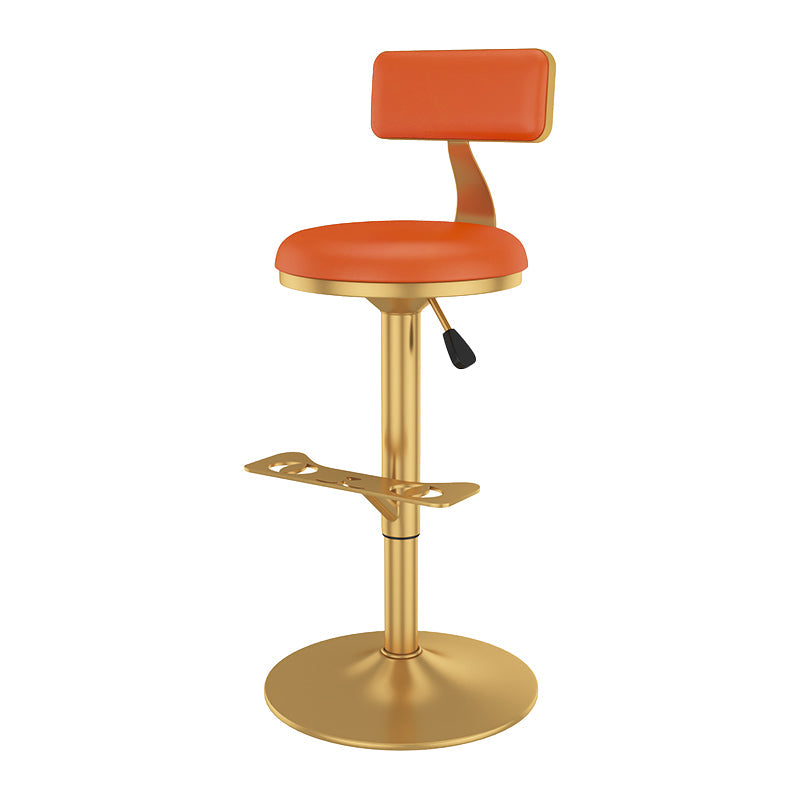 Glam Jewelry Shop Adjustable Height Stool Matte Finish Leather Barstool Orange 1 Piece Bar Stool(31"H) Clearhalo 'Bar Furniture' 'Bar Stools' 'bar_stools' 'furn' 'furn_bar_stools' 'Furniture' 'furniture_bar_stools' 'Kitchen & Dining Furniture' 4953122
